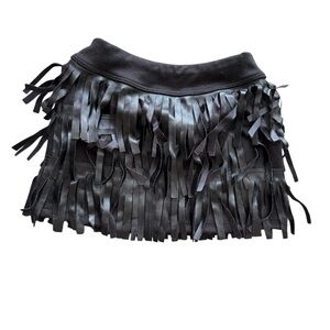 Chic Black Fringe Kids Skirt